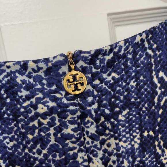 Tory Burch Blue Snakeskin Print Silk Sleeveless Sheath Dress Women’s XL NWOT - Picture 3 of 6